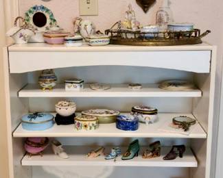 Wall Angels, Shelf Full of Trinket Dishes Hand Painted