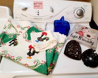 Rooster Tablecloth, Iron Trivets