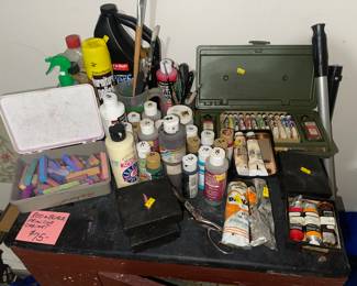 Oil Paints, Chalk, Brushes