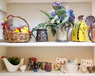 hens, Roosters, Egg Cups, Antique Iron