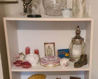 Marble & Glass Lidded Dish, Amber Glass Daisy & Buttons, 