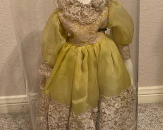 Victorian Doll In Domed Glass Holder