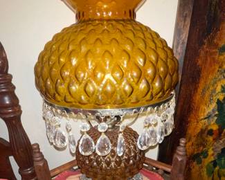 Amber Glass Lamp with Prisms 