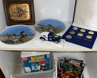 Comic Books, Hand Painted Duck Plates, Metal Cars, Alaska Souvenir Coins
