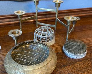 Brass Folding Candle Holder, Flower  Frogs