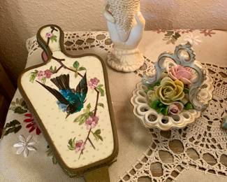 Casket Box, Hand Vase, Capodimonte Floral Basket