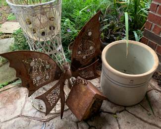 crocks and yard art