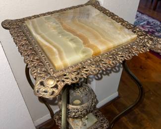 Marble and Brass Plant Stand