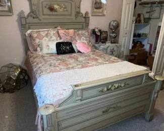 Bd Room 2- Antique Cottage Hand Painted Full Size Bed with Mattress set