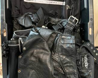 Motorcycle chaps and saddle bags 