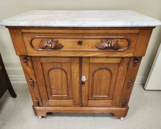 antique oak with marble top