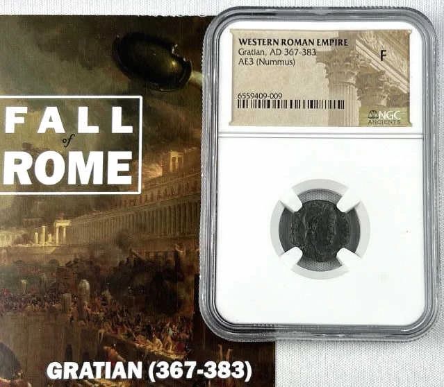AD 367-383 Roman Gratian AE3 Coin, Fine NGC