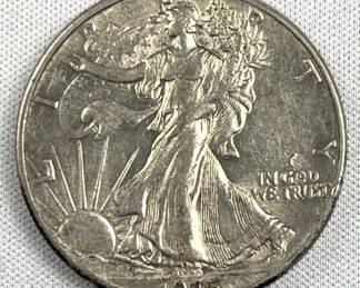 1945 Walking Liberty Silver Half Dollar, XF
