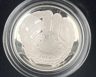 2014 Proof Silver Dollar, Baseball Hall of Fame
