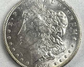 1904-O Morgan Silver Dollar, UNC w/ Luster