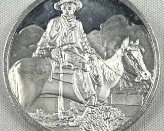 1oz Silver Cowboy Prooflike Art Round .999