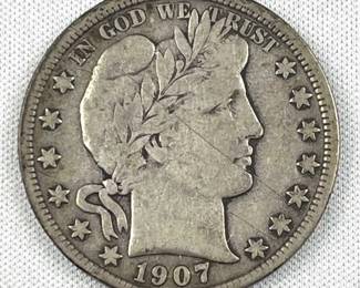 1907-D Barber SIlver Half Dollar