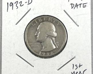 1932-D Key Date Washington Silver Quarter