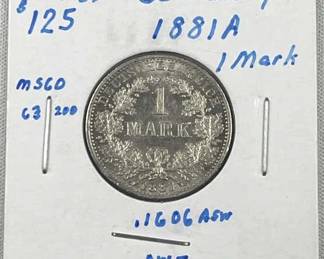 1881A German Silver Mark, Quality w/ Luster