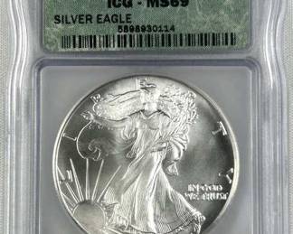1990 MS69 American Silver Eagle, ICG Cert.