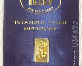 1g Gold Bar, IGR Refinery Carded 999.9