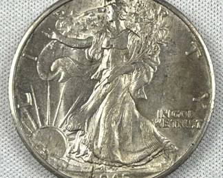 1945-D Walking Liberty Silver Half Dollar, Quality