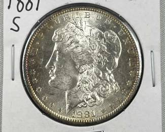 1881-S Morgan Silver Dollar, Unc, Nice Luster