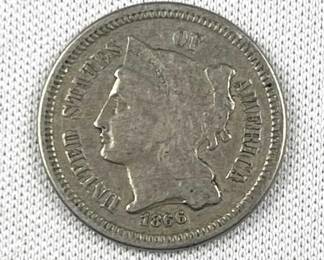 1866 US 3 Cent Nickel