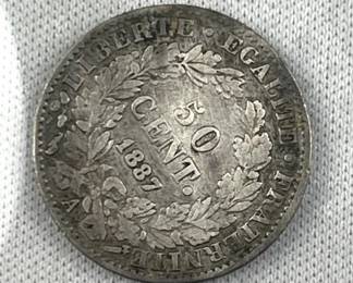 1887 Silver France 50 Centimes, Nice Details