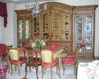 Large Custom-Made Curio / China Cabinet / Buffet. Approx. 14' wide x 9.5' tall. Lighted. Simply magnificent. Comes apart for moving. Make offer.