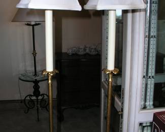 Pair of Vintage Brass Trumpet Candlestick Lamps. Asking $240/pair.