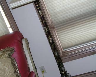 Hand Decorated Wooden Floor Lamp. Enamel on wood with gilded highlights, hand painted floral motif. Late 1900's. Excellent condition. Asking $195.