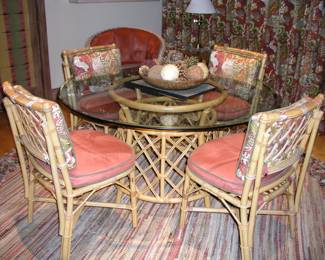 Henredon 54" Bamboo Table with 4 Matching Chairs. Asking $695.