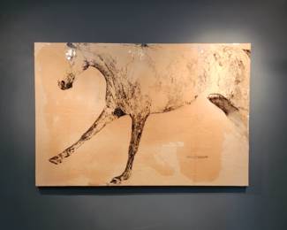 Ashley Collins: huge 4 feet X 6 feet Mixed Media, Oil And Acrylic on Aged Paper, Panel, Hand Fired Resin Finish