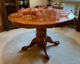 solid oak table with one large leaf