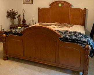 king solid oak bed and clean mattress