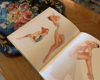 Varga book, collection of Varga pin-ups from the 40s, hand painted folk art tray