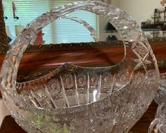 American Brilliant large crystal basket