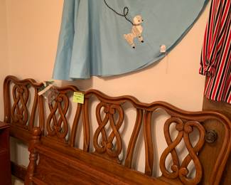 French Provincial king headboard, poodle skirt