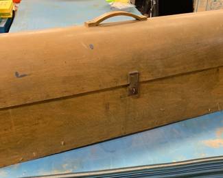 antique wood carved top tool box
