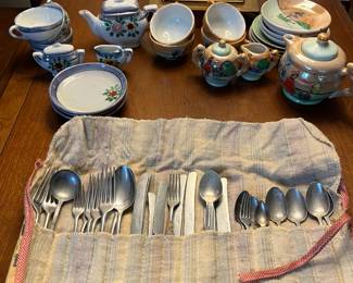 Children’s tea sets & silverware set