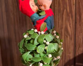 Vintage elves on mistletoe 