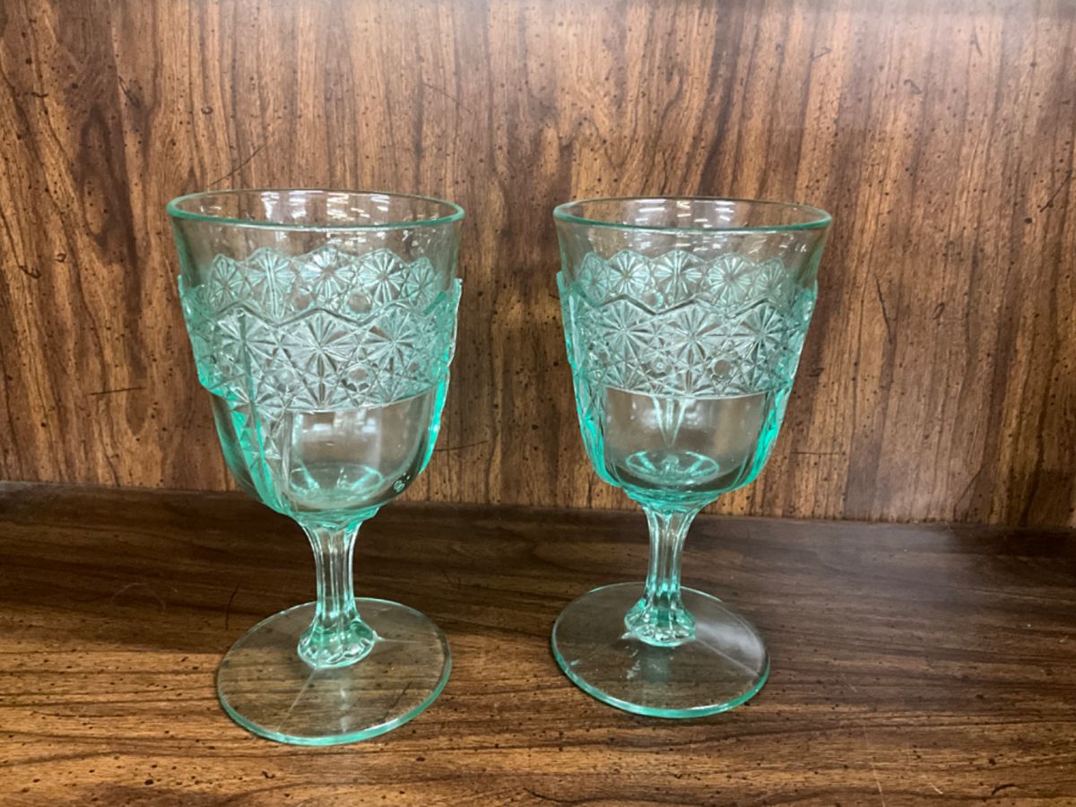 URANIUM GLASS GOBLETS