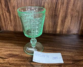 RICHARDS AND HARTLEY TWO PANEL GOBLET URANIUM GLASS