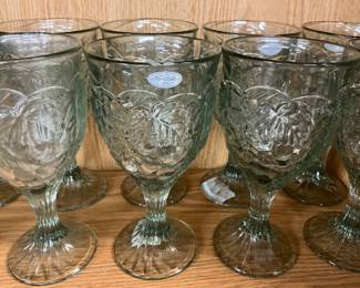 NORITAKE LIGHT GREEN ARBOR GOBLETS