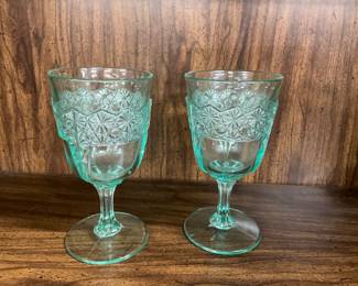 URANIUM GLASS GOBLETS