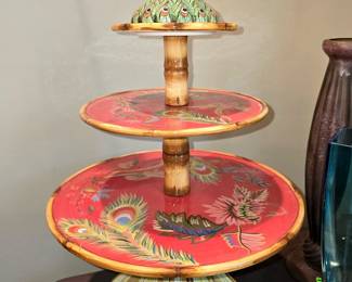 2 tiered, peacock serving platter.