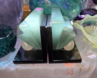Vintage art Deco marble book ends.