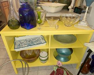 Yellow shelving unit