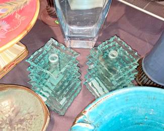 Art glass candle holders